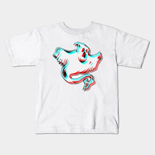 Ghost Anaglyph Tiktok Aesthetic Style Retro 3D Halloween Design Kids T-Shirt